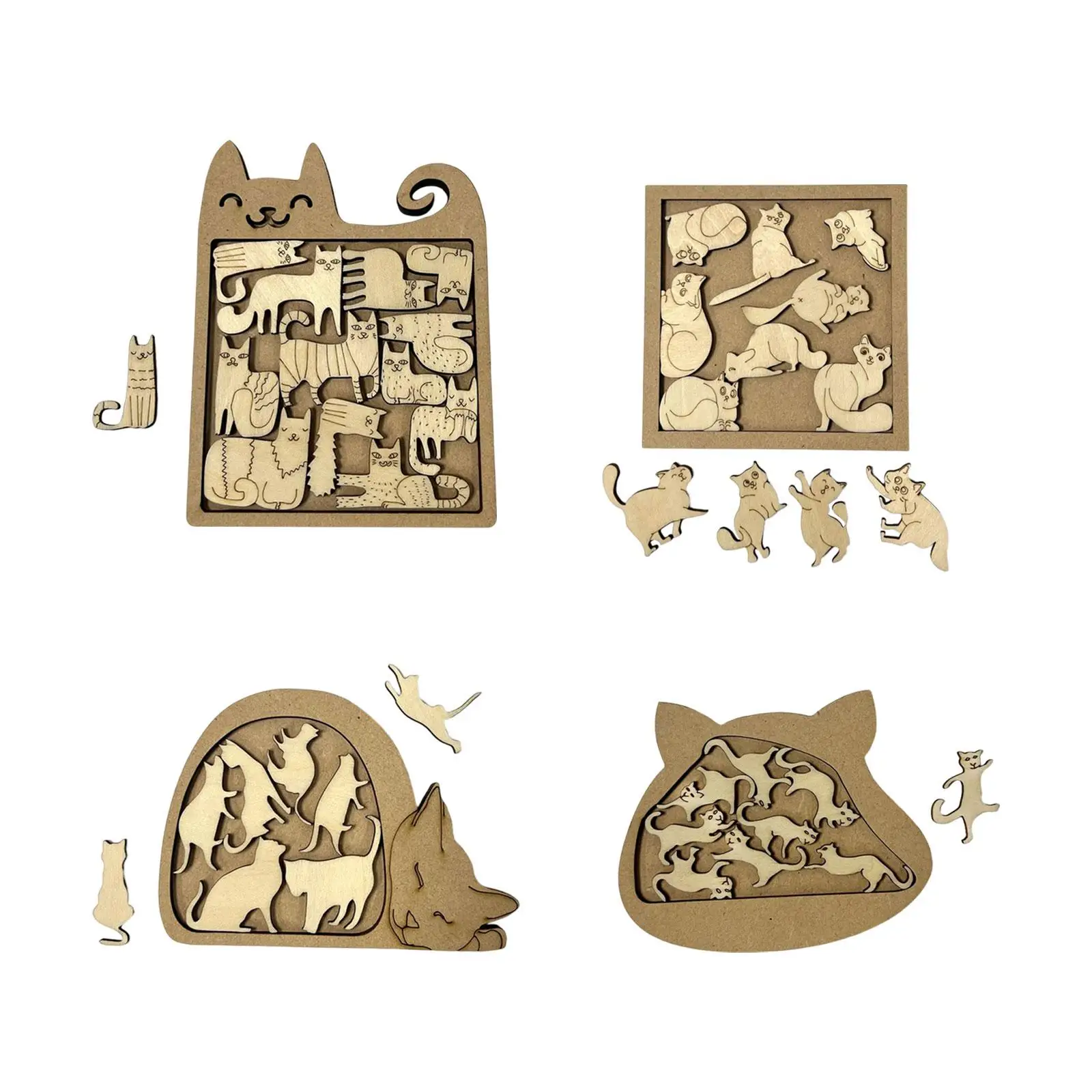 Cat 3D Wooden Puzzle Toy Montessori Toys Challenging Puzzle Problem Solving