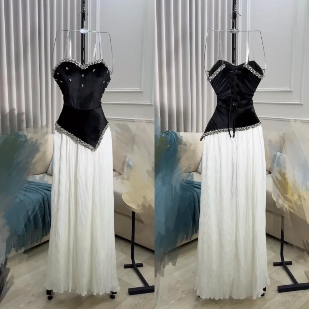 

Customized Chiffon Pleat Rhinestone Sweetheart Neck A-line Long Dresses Bespoke Occasion Prom Exquisite Party Evening Dress