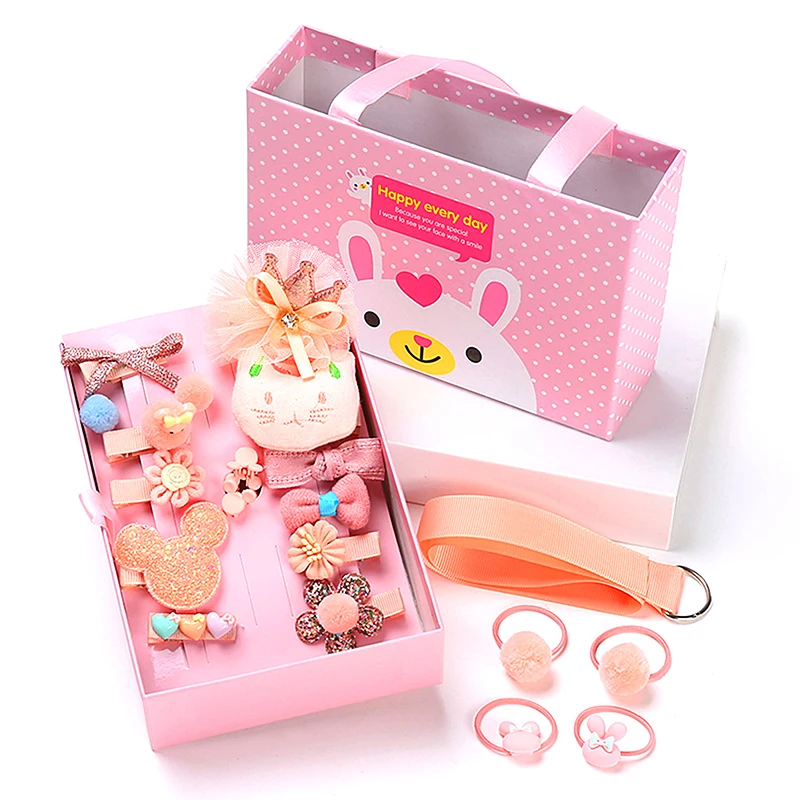 

18 Pieces Baby Hair Accessories Princess Headdress Girls Headband Children Barrettes Headband Gift Set Box Festival Hair Styling