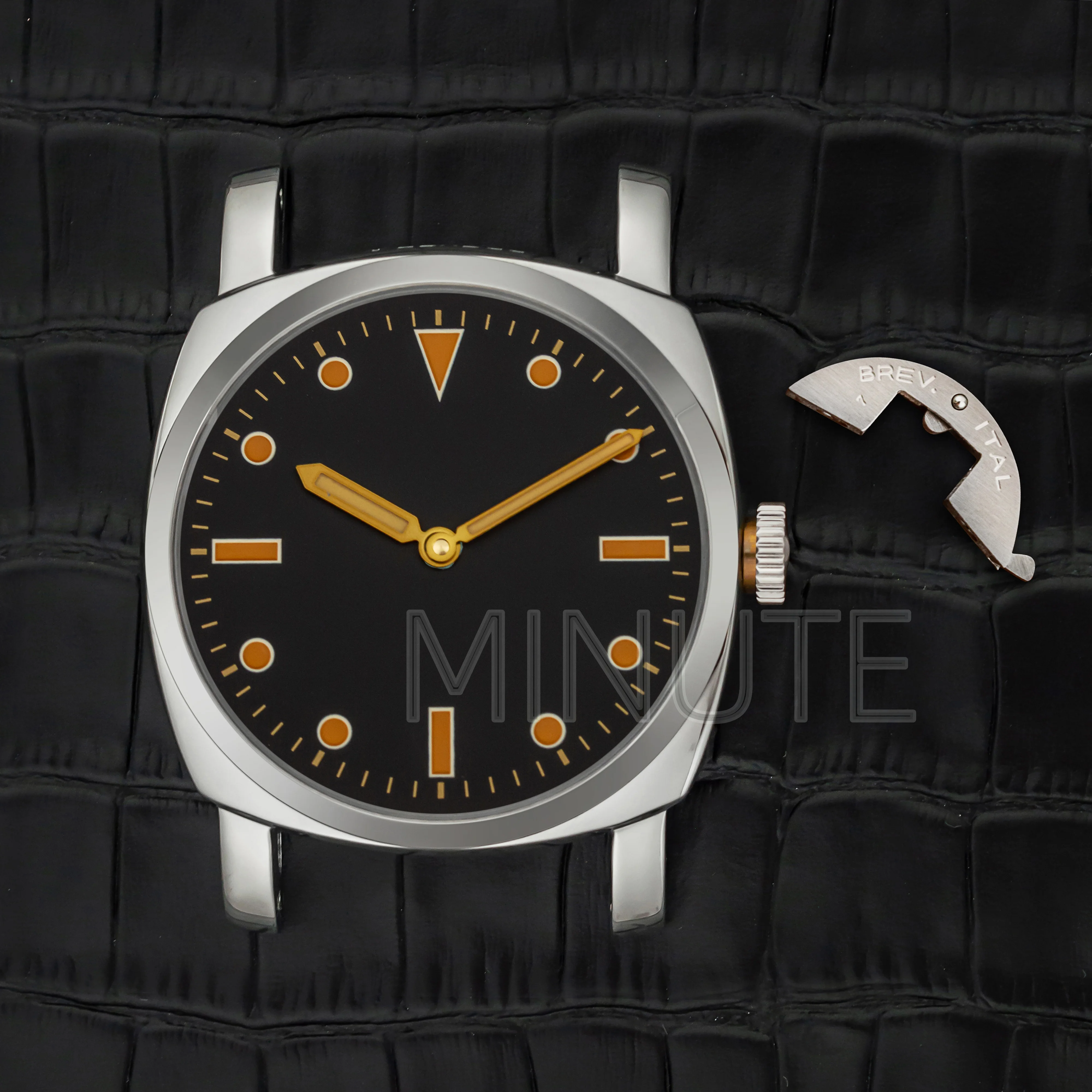 Vintage Stainless Steel Watch Case Dial Face Hands for PAM 6152 Water Resistant 47mm Case for ETA 6497/6498/ST3600 Movement