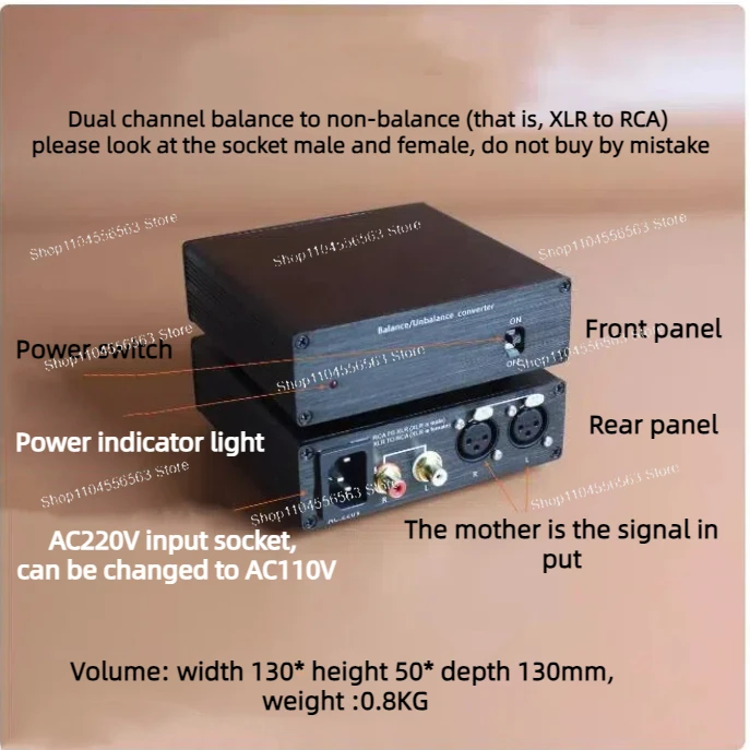 XLR Balanced To RCA Non-balanced /RCA Non-balanced To XLR Balanced/Dedicated IC or Audio Cow Converter