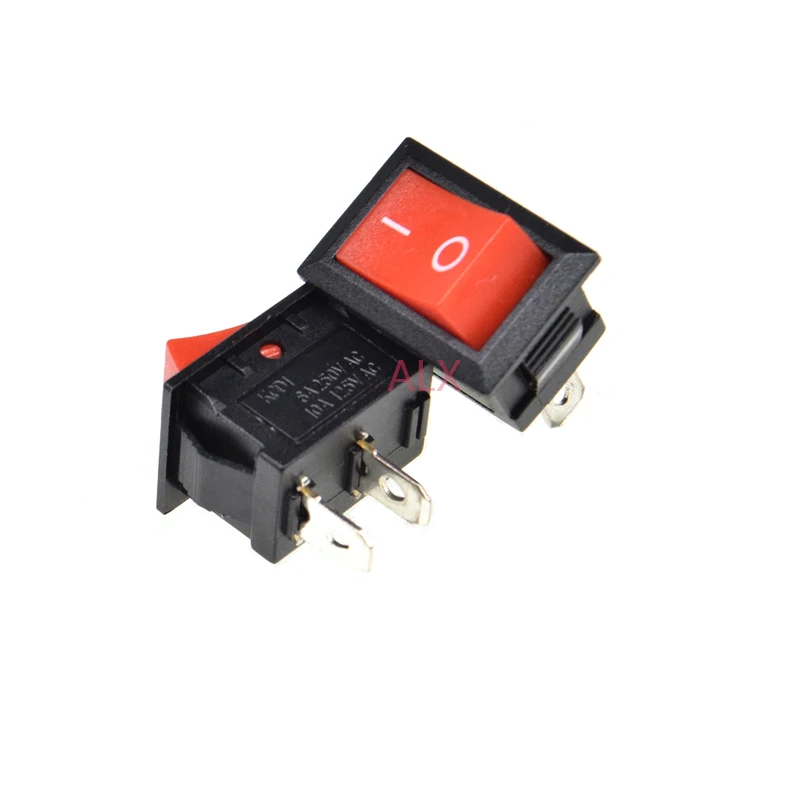 10PCS KCD1-101 SPST 2PIN red mini Push Button rocker Switch ON/OFF power switches 6A/250V 10A/125V 15*21MM 15*21 2 pin