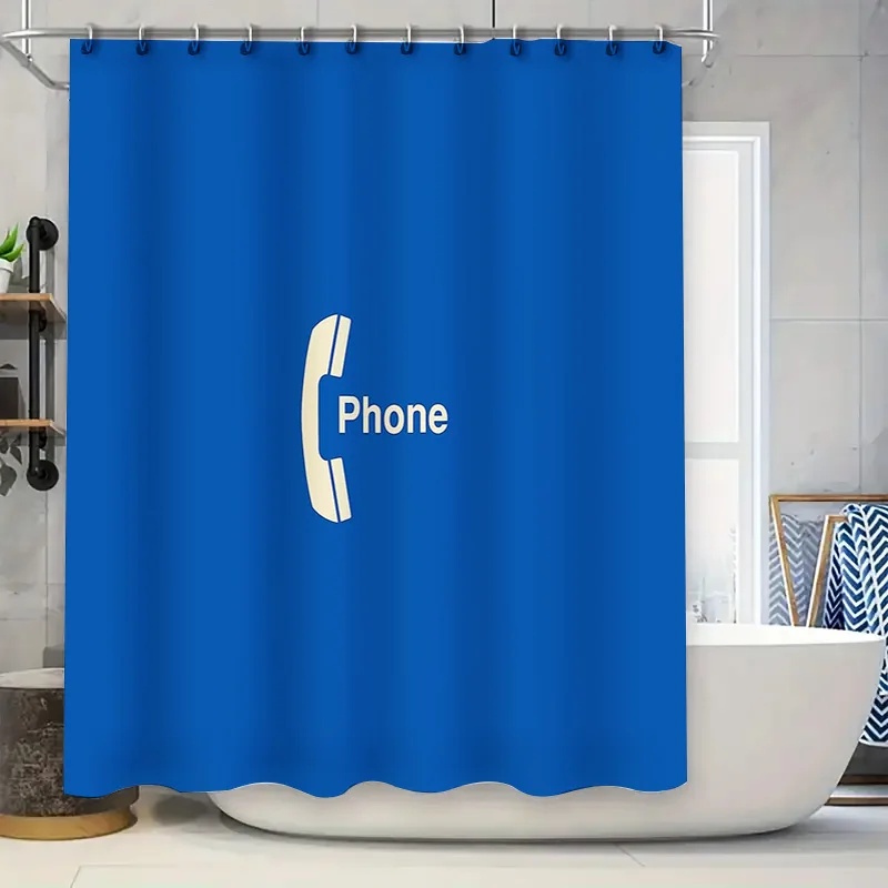 

unframed Vintage Phone Shower Curtain Retro Telephone Bathroom Decor Waterproof Fabric Washable Liner for Home