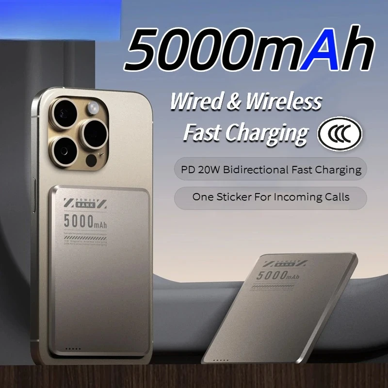 

5000mAh Wireless Power Bank Qi2 Ultra Slim For Magsafe Fast Charge High Capacity Back clip Battery For iPhone Samsung HOT