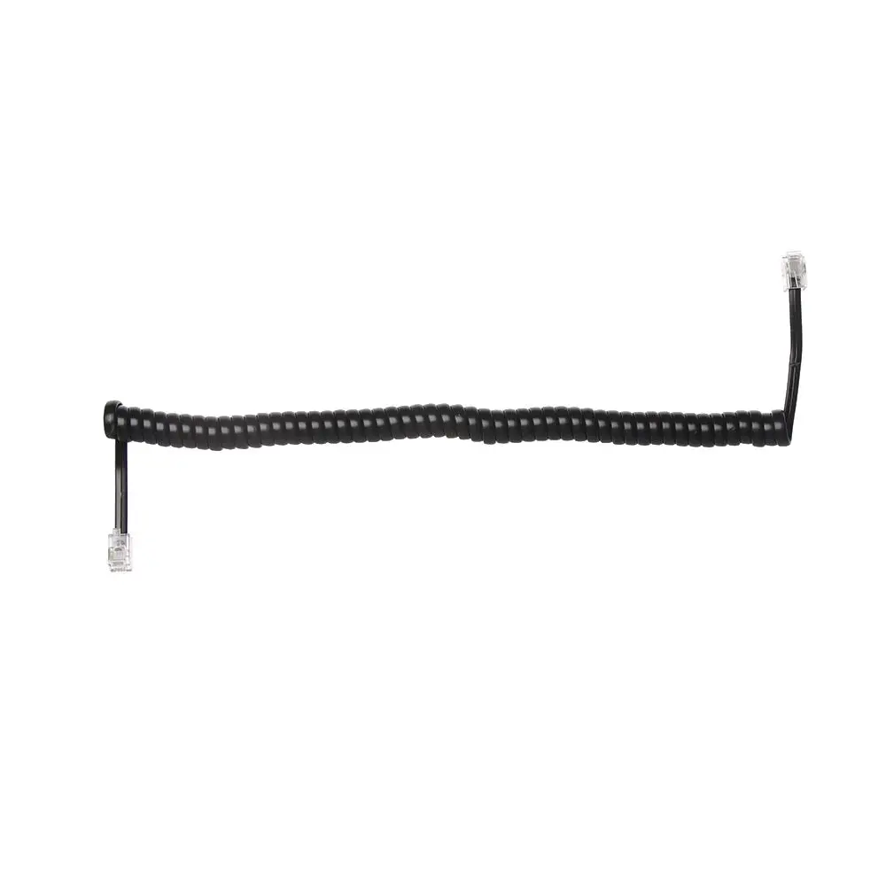 Black Coiled Cable Spiral Phone Curve  Telephone Cord Handset Line Connector Wire