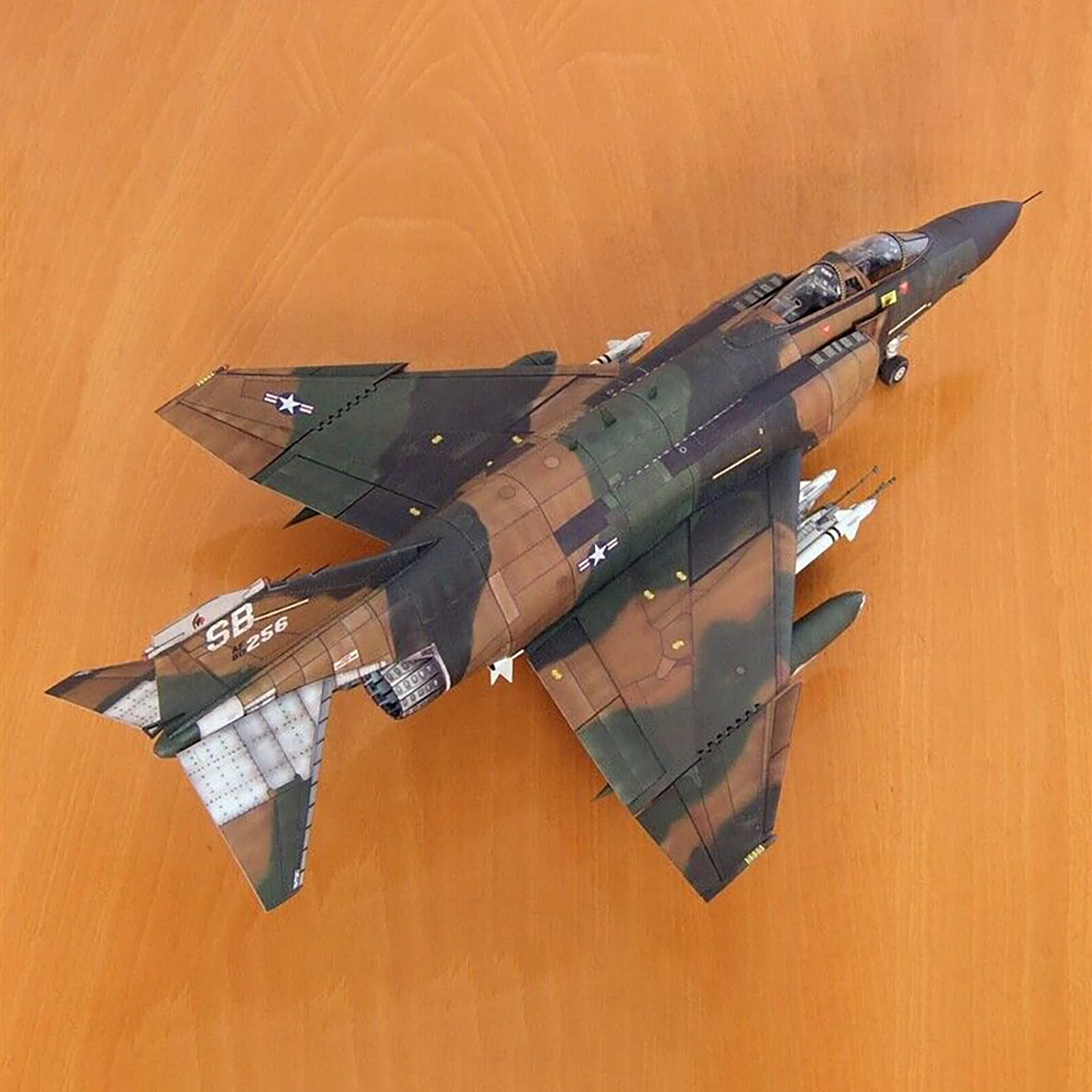 1/33 Scale US F-4B Fighter Paper Model Unassembled Set Military Aircraft Paper Puzzle Kit Unassembled Airplane Models Toys Gifts