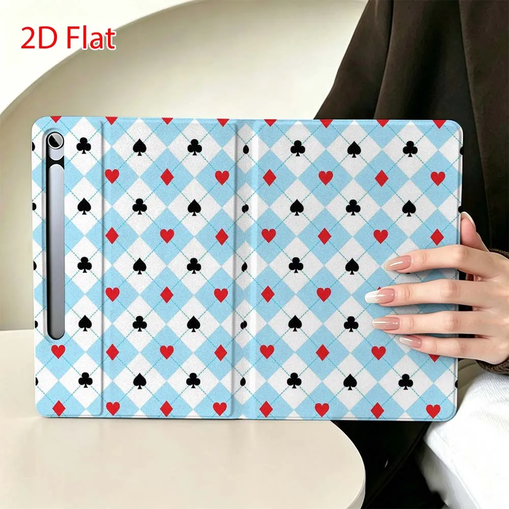 Red Card Suit Art For Samsung Galaxy Tab S11 S10 S9 S8 S7 S6 A9 A8 A11 Lite FE Plus Pen Tray Tablet Case Soft