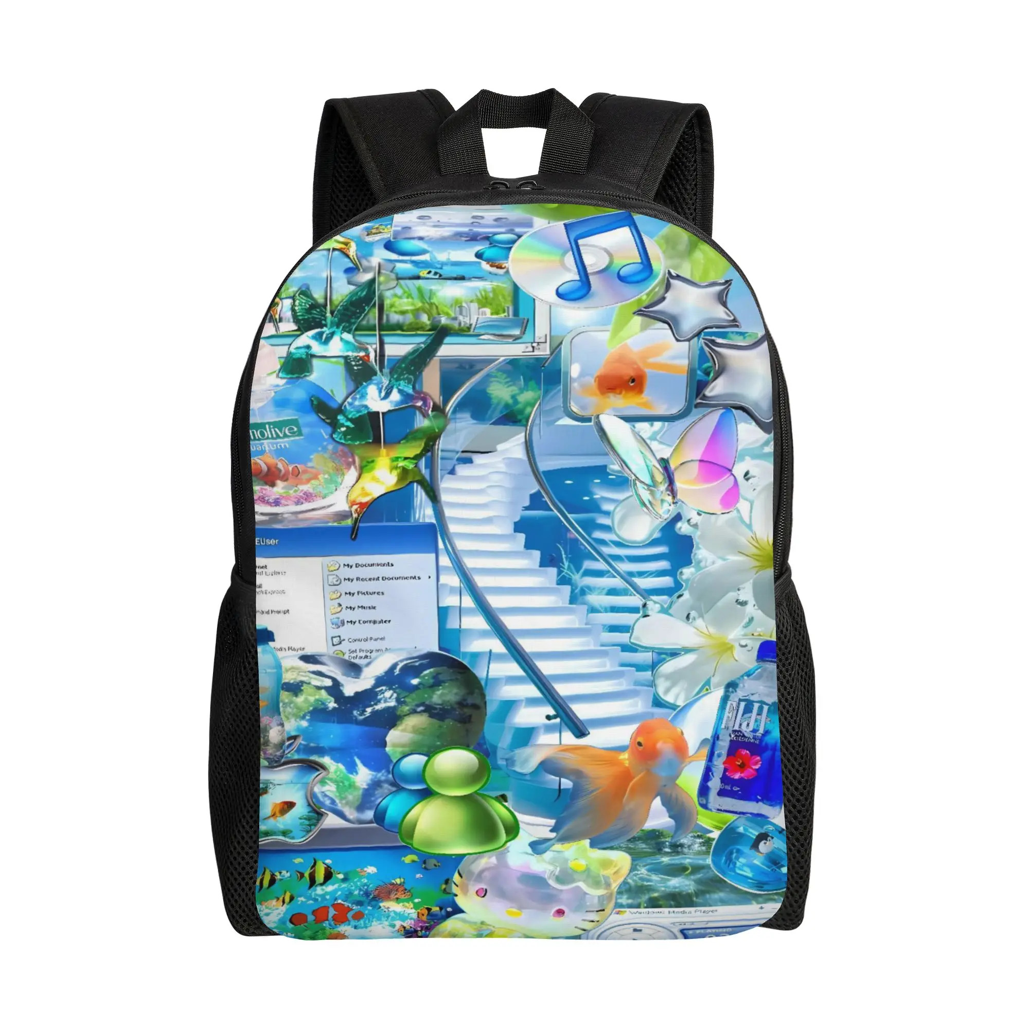 

Frutiger Aero Backpack Student Polyester Hiking Backpacks Durable Streetwear School Bags Rucksack
