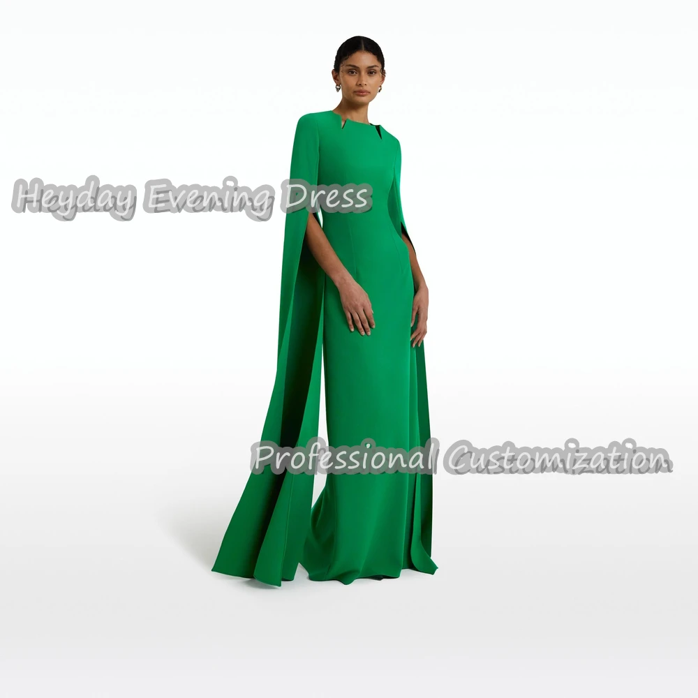 Heyday Primeur Halslijn Saudi Arabia Korte Mouwen Straight Prom Jurk Sexy Crêpe Vloerlengte Elegante Luxe Jurk Voor Dames 2024