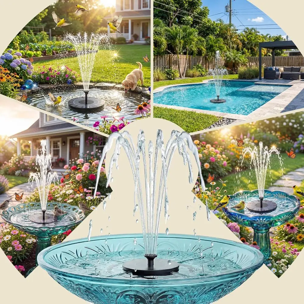 2.5W Bird Bath Fountain Powered Water Fountain with 8 Nozzle & 4 Mixer for Garden, Pond, Pool - view 6