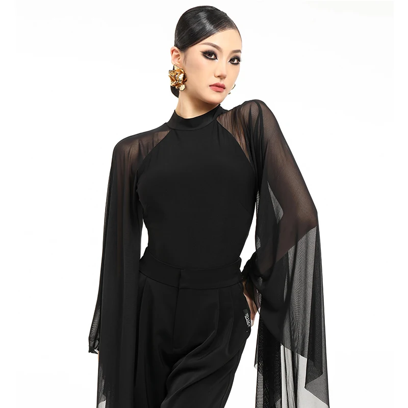 Latin Dance Leotard Women Ballroom Dance Practice Clothing Black Standard Waltz Perfomance Dancing Tops Female Dancewear VDL2078