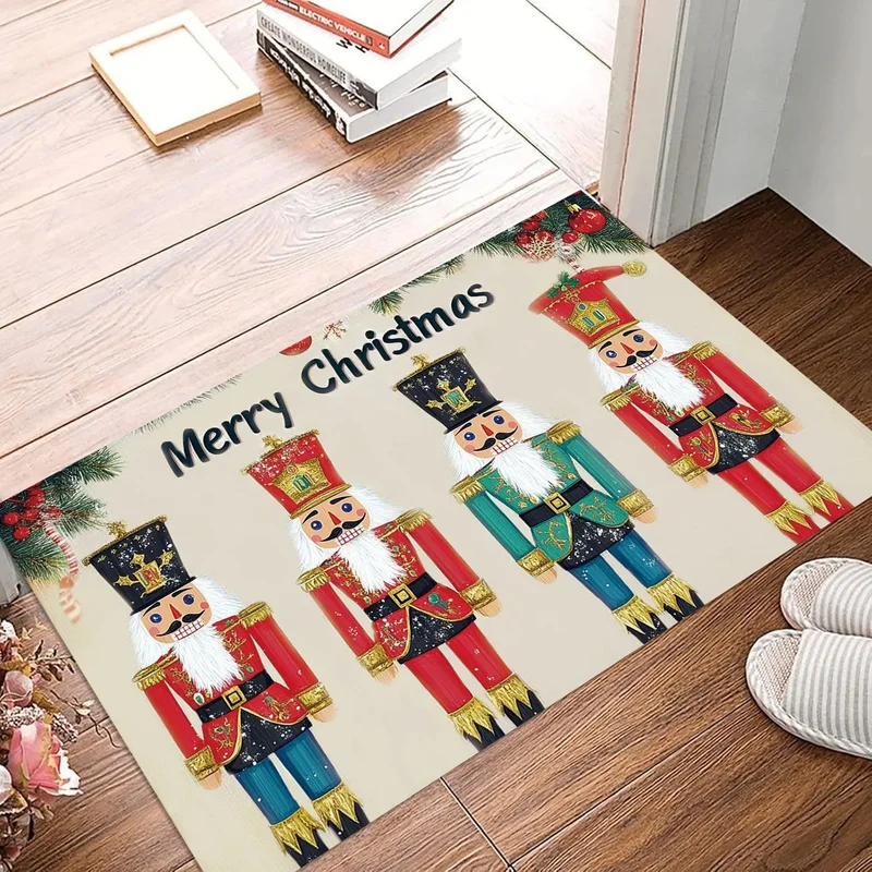 VIKAMA Christmas Door Mat Reindeer Print Welcome Rug Non Slip For Entryway Front Door Indoor Outdoor Holiday Home Decor