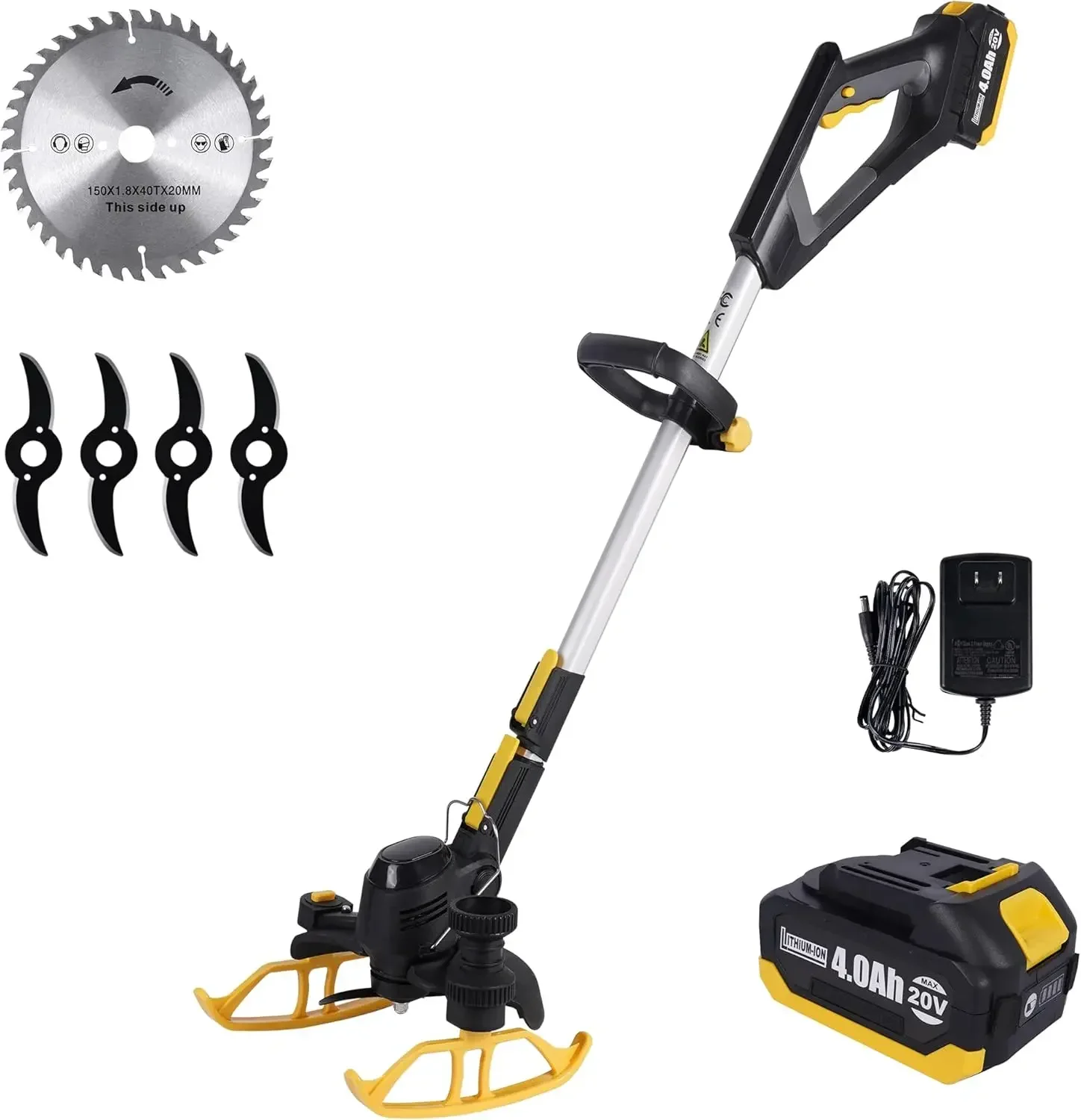 Wacker Cordless, PATIOX Electric Weed Trimmer Rechargeable, One 4.0 Ah Battery Powered Weed Whacker, Grass Trimmer with Blade, H