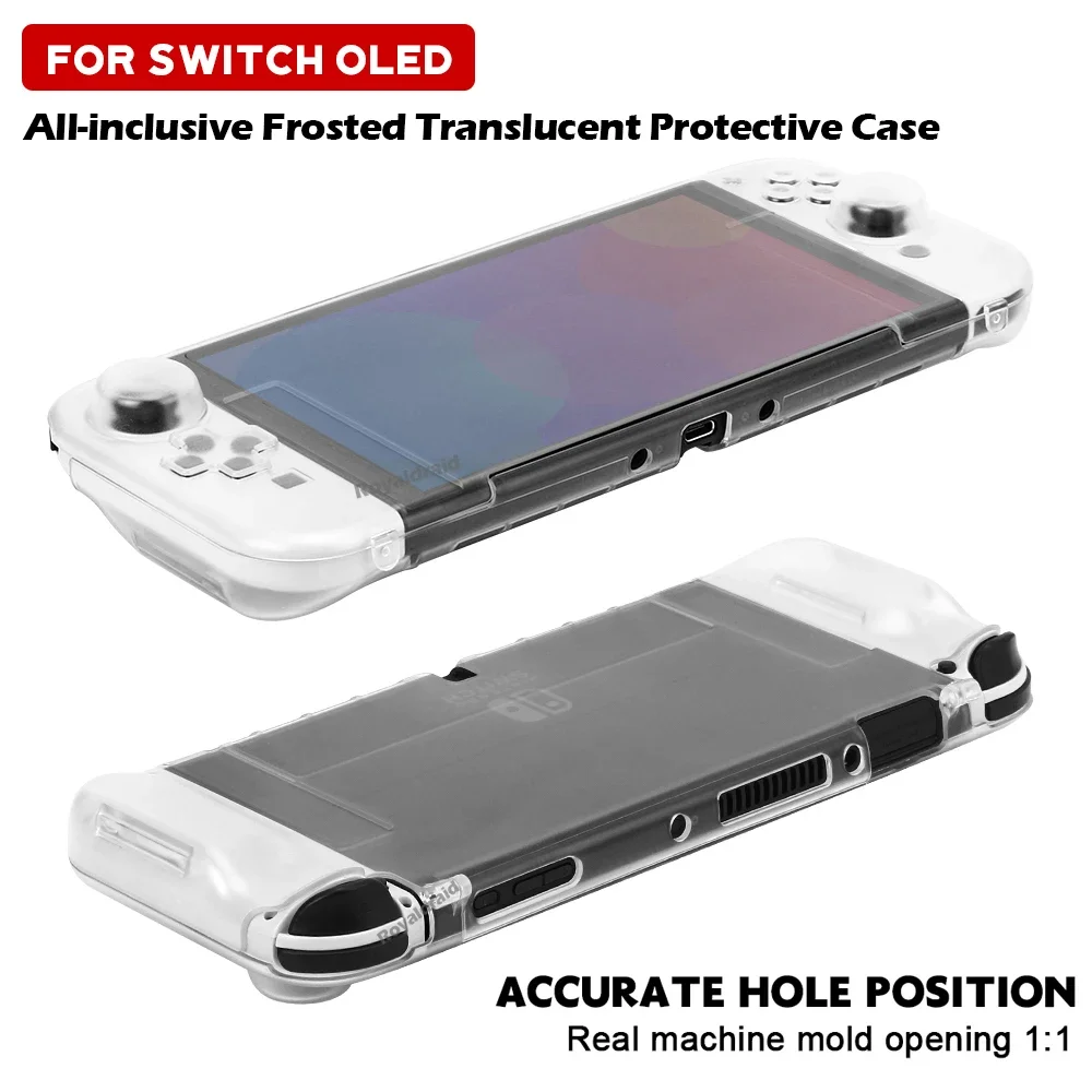 For Switch OLED All-inclusive Transparent Frosted Translucent Protective Case Super Light PC Integrated Frosted Crystal Shell