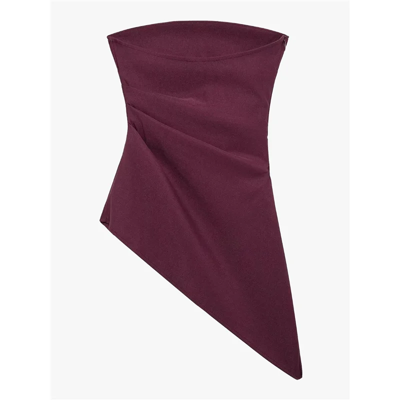 AOAO-tops femininos de verão 2025 na moda sem alças franzidos saindo tops roupas assimétricas camisas bandeau