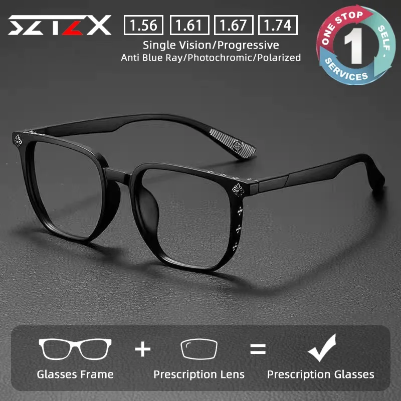 

SZTZX Fashion Prescription Men Women Optical Glasses High Quality Reading Myopia Glasses Anti Blue Light Progressive Eyeglasses