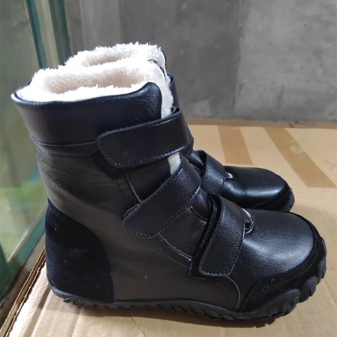 ZZFABER Kids Barefoot Boots Winter Warm Snow Shoes for Boys Girls Flexible Warm Sneakers Children Winter Boots