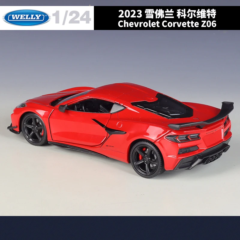 WELLY 1:24 Chevrolet Corvette Z06 2023 Alloy Car Diecasts & Toy Vehicles Car Model Miniature Scale Model Car Toy For Children