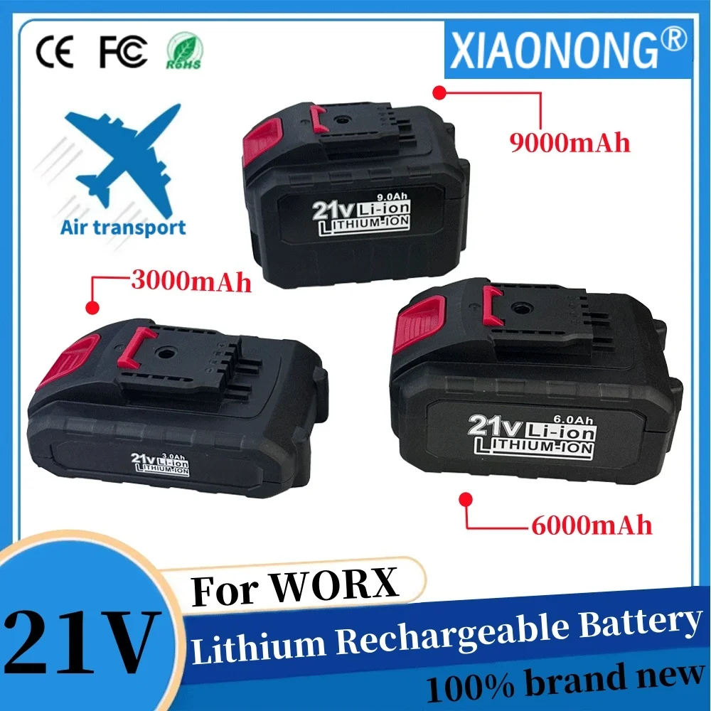 

For WORX 21V Power Tool Battery 3000/6000/9000mAh Rechargeable Li-ion Cells Replacement of WA3551 WA3553 WA3641 WG629E WG546E WU