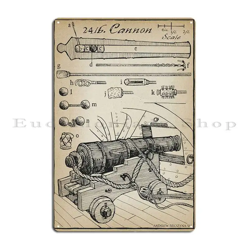 Old Naval Cannon Metal Plaque Poster Classic Club Painting Create Design Tin Sign Poster