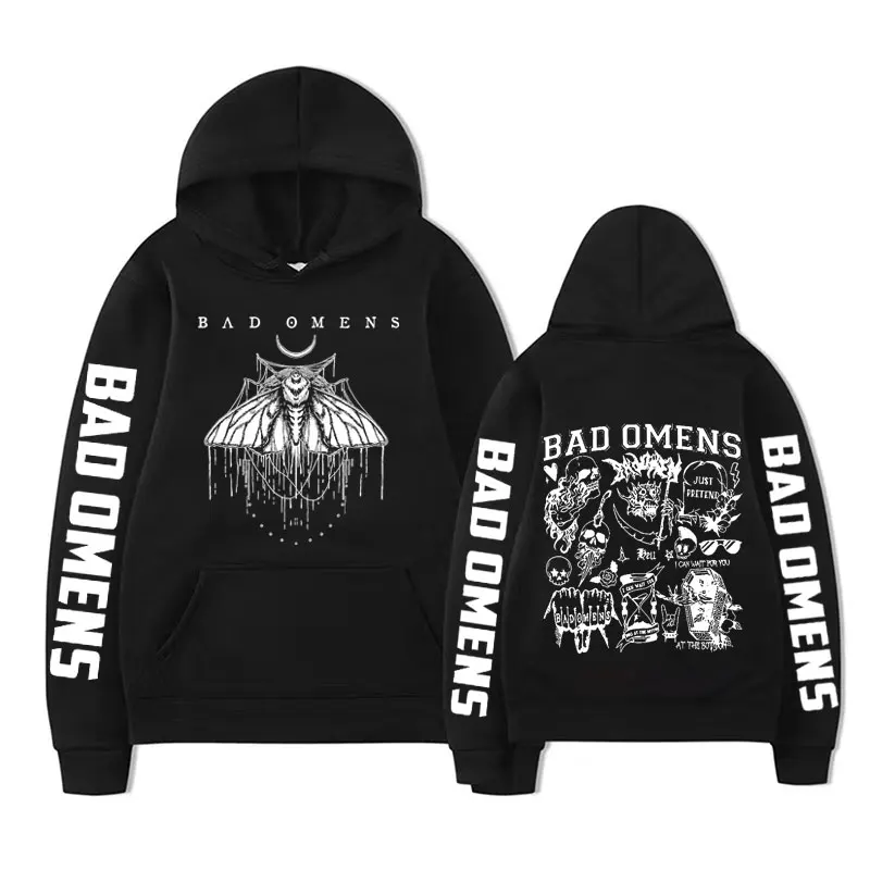 

Limited Bad Omens Band Moth Music Tour 2023 Sweatshirt Men's Women Hip Hop Fashion Gothic Hoodie Casual Fleece Oversized Hoodies