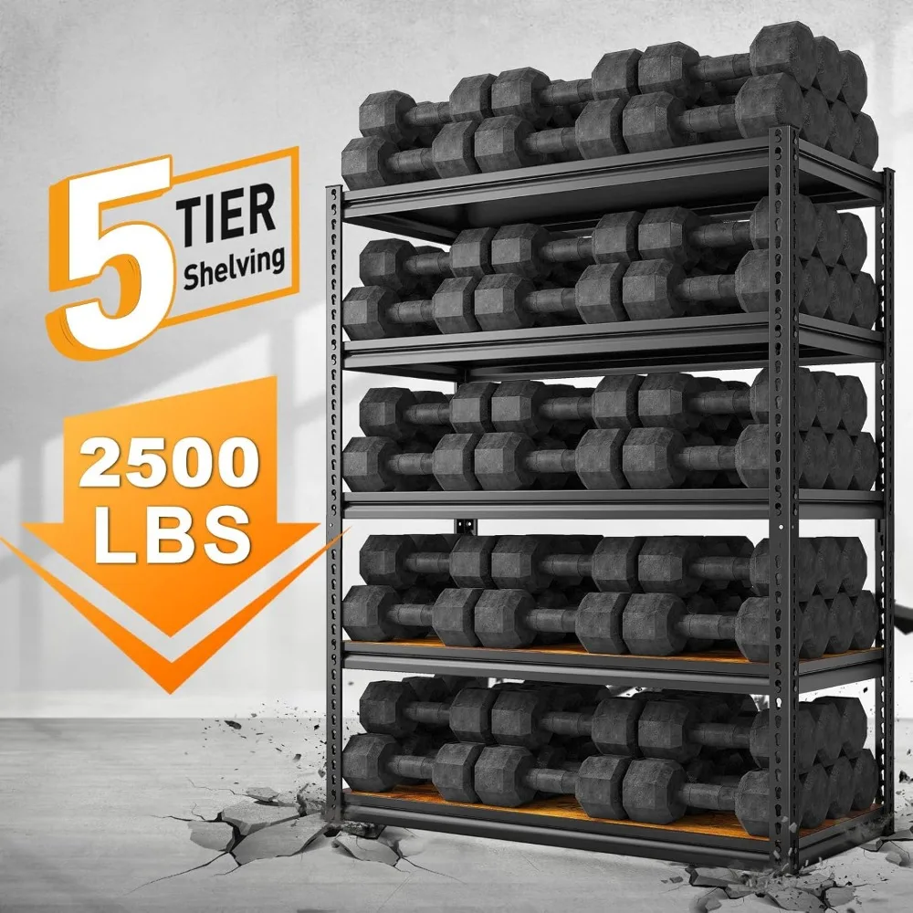 ชั้นวางของโรงรถโหลด 2500LBS ชั้นวางของกว้างปรับได้ทนทาน Heavy Duty Shelving ชั้นวางโลหะลึกสําหรับจัดเก็บ