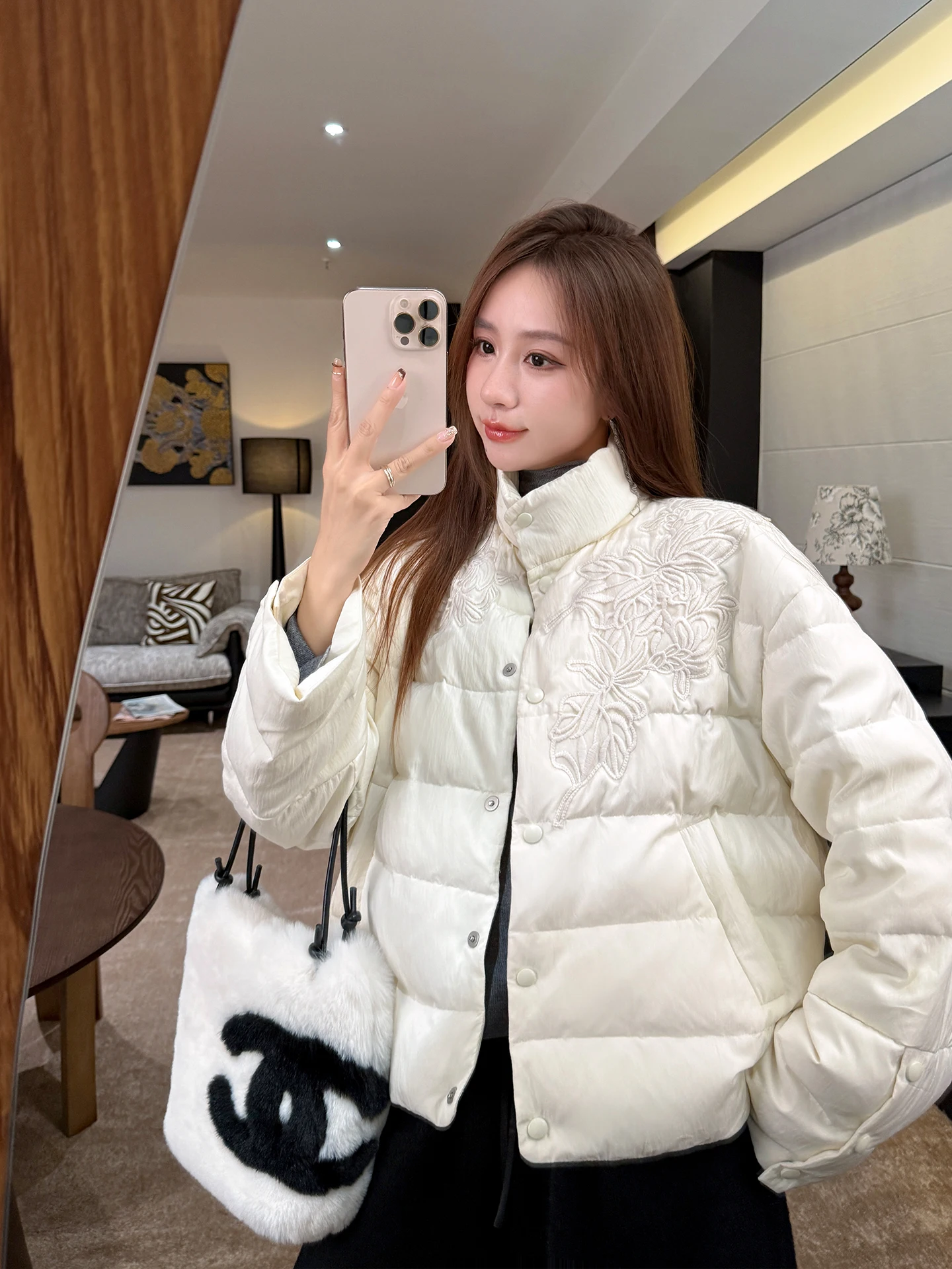 

White High-Stand 90 Du down ort Puffer Jaet Women's Winter New Sle Zhang ei Commute Sle Korean Version