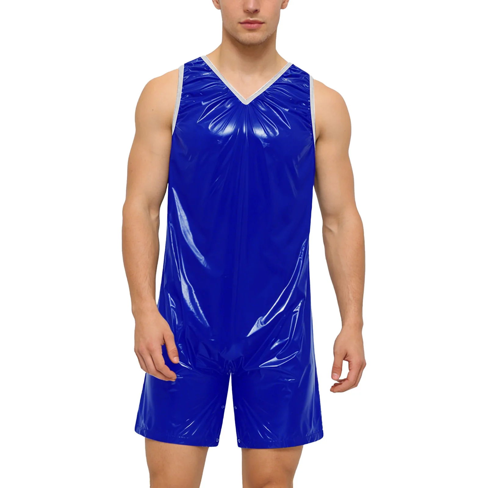 

Мужской комбинезон-боди для сна и вечеринок, водонепроницаемый, с V-образным вырезом, без рукавов, для ночного клуба, домашняя одежда