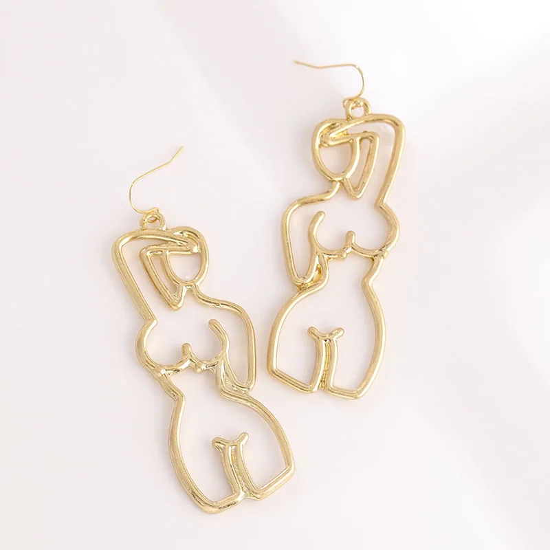 Sexy Beauty Human Silhouette Earrings For Women Personality Irregular Fashion Trend Banquet Party Jewelry Alloy Hanging Earrings