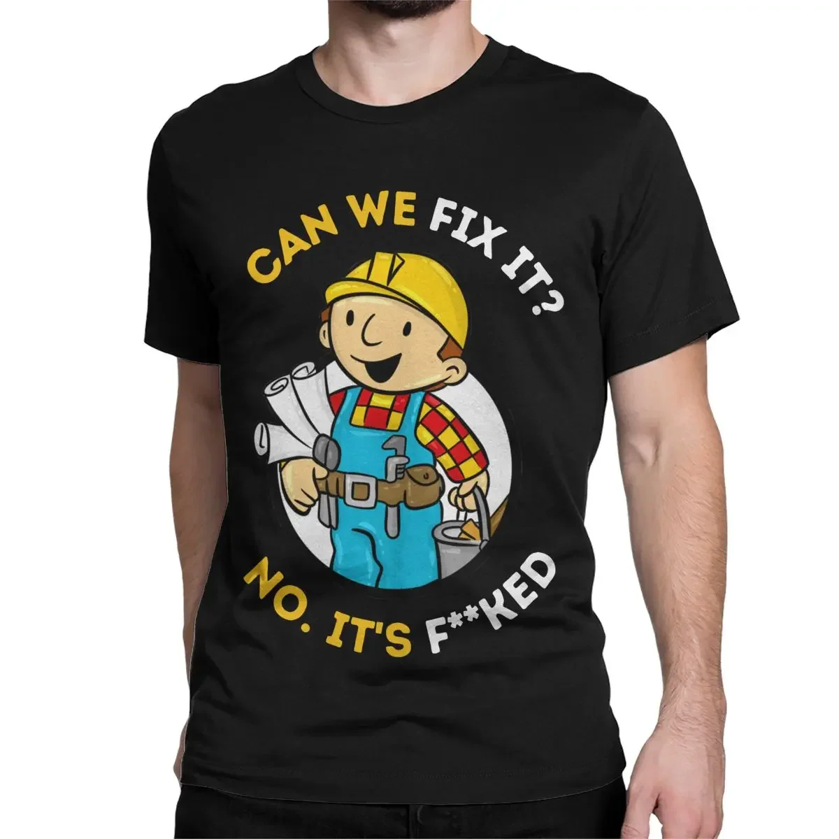 Cotton Plus Size Clothes Bob The Builder Men style T Shirt Can We Fix It  Repair Man Crazy Tees Short Sleeve Crewneck T-Shirts