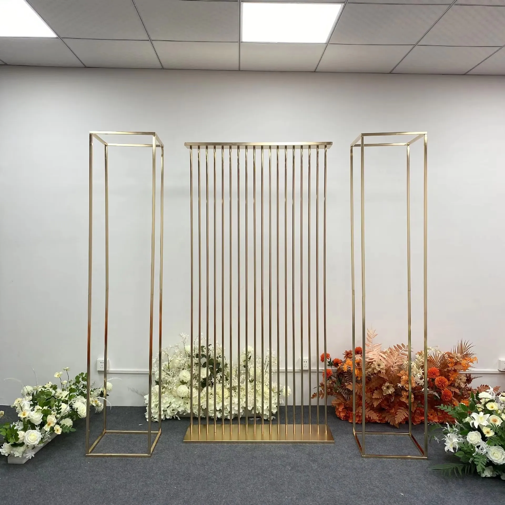 3PCS Luxury Iron Screen Partition Column Plinth Flowers Arch Balloon Frame For Wedding Backdrop Birthday Party Stage Prop Decor