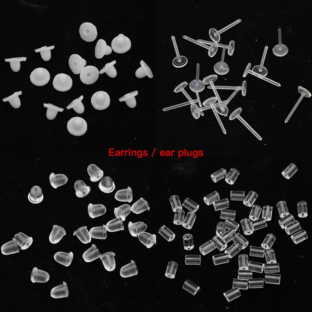 100pcs Clear Soft Silicone Rubber Earring Backs Stopper Earnuts Stud Supplies For Jewelry Findings Making Accessories