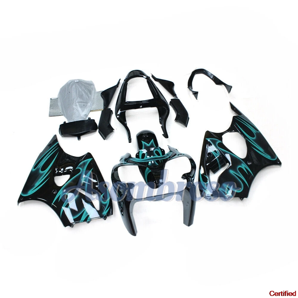 High Quality Motorcycle Fairing kit For Ninja ZX6R 2000 2001 2002  Abs Injection fairings ZX-6R 00 01 02 Green Flame