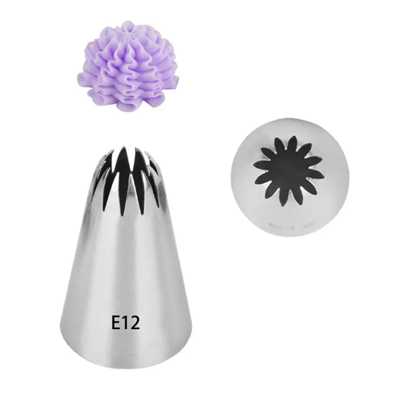 #E12 Close Star Cream Flower Cake Decorating Pastry Piping Nozzle Icing Tips Stainless Steel Bakeware Kitchen Cookies Tools