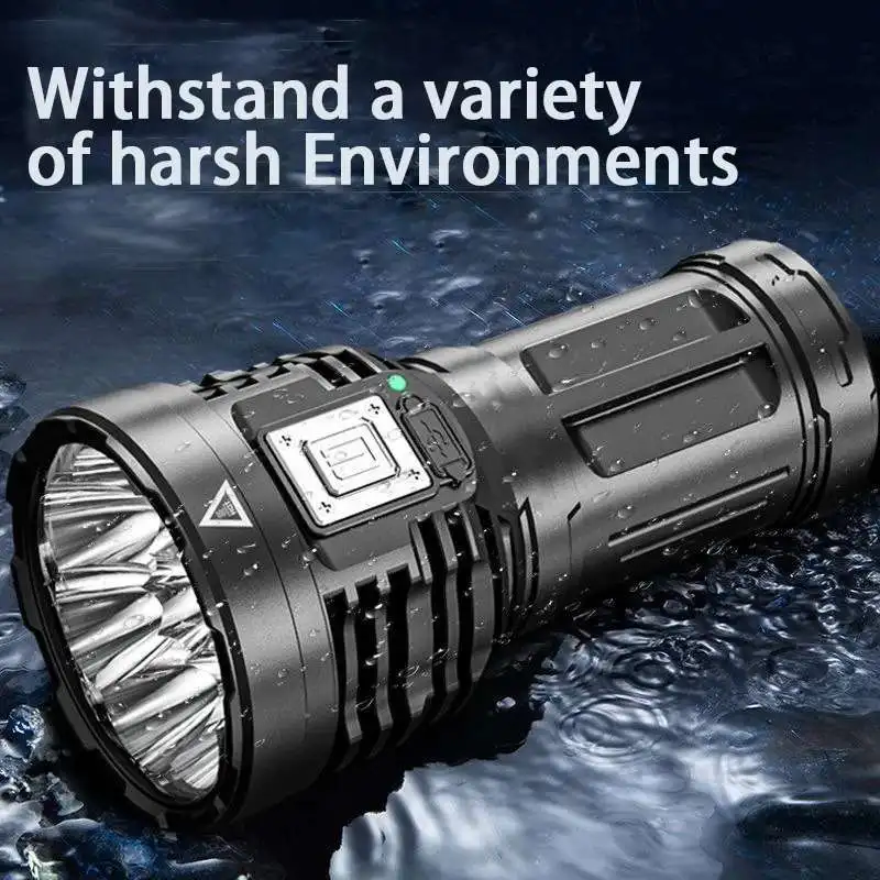 Super Bright  8-cores Rechargeable Led Flashligth High Power Strong Light Type-c Charging Lantern 5 Modes Built-in Battery