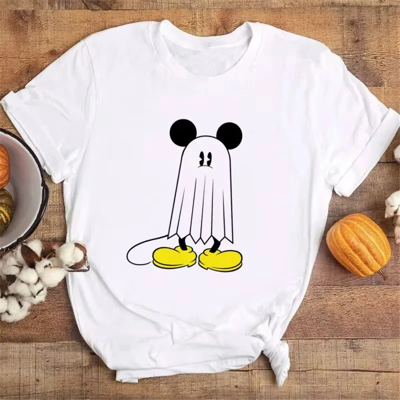 

Disney Mickey Happy Halloween Print T-shirt Women Fashion Short Sleeve Boys Clothes Family Matching Outfits Kids Clothes Girls