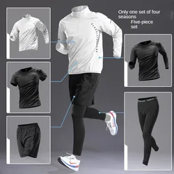 Conjunto deportivo de secado rápido para hombre, camisetas de manga larga para entrenamiento, correr, Fitness, ciclismo, gimnasio, otoño