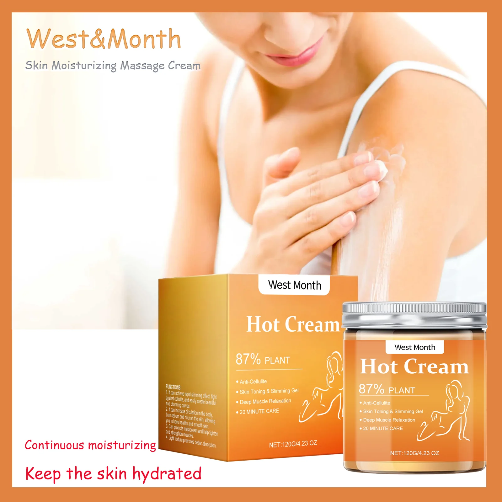West&Month Body Firming Cream - Moisturizing Massage Care for Toned Arms & Slim Figure 120g Long-lasting Moisturization