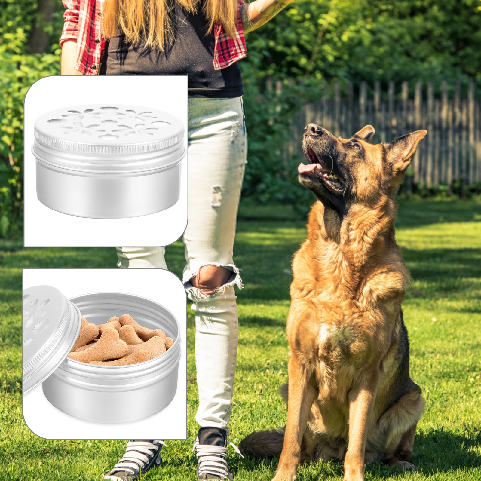 

10pcs Dog Training Aluminum Aroma Holder 80ml Metal Tin Case Bite Resistant Sniff Games Work Supplies