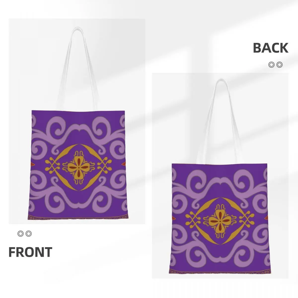 Custom Reusable Aladdin Magic Carpet Shopping Bag Women Shoulder Canvas Tote Bag Durable Groceries Shopper Bags