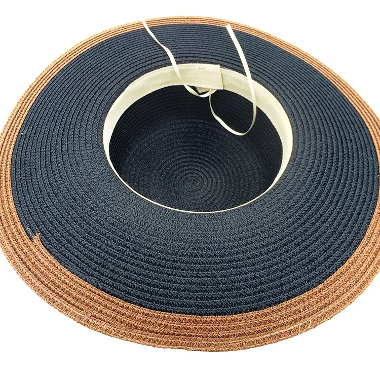 Versatile shade beach papyrus big-brimmed straw hat lady, straw weaving anti-sun travel hat, flat top straw hat