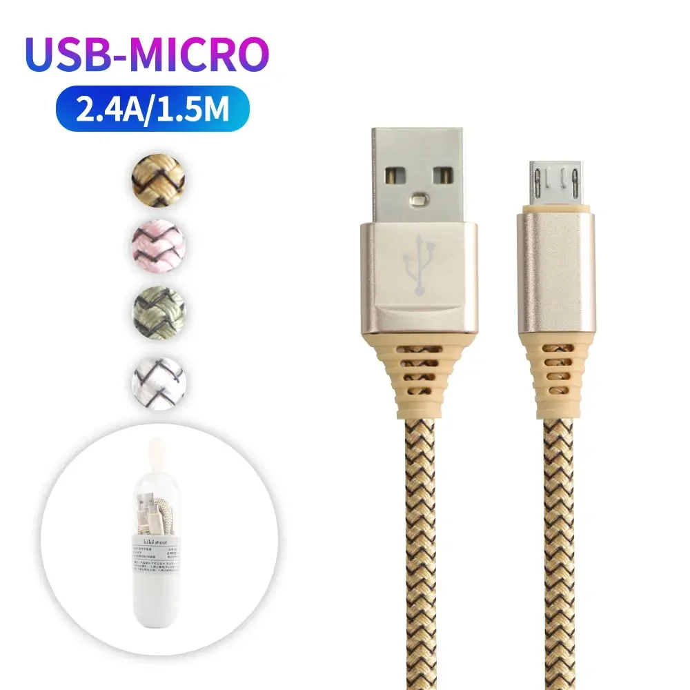 Kiki Shoot 2.4A Micro USB Cable 1.5M For Samsung Galaxy A02 A3 J2 J7 Pro Quickly Charge CORE Galaxy S7 Edge S6 S5 S4 data sync