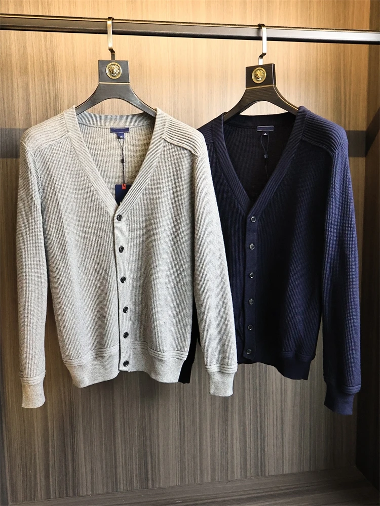 

Тяжелая шерстяная трикотажная пряжа, мужской свободный универсальный трикотаж с v-образным вырезом, открытый кардиган, свитер Faion Urban Sle