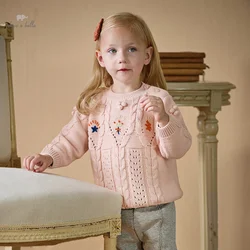 Dave Bella 2024 New Autumn Winter Girls Baby Children Knitted Sweater Pullover Casual Sweet Cute Gentle Knitwear Warm DB4242794