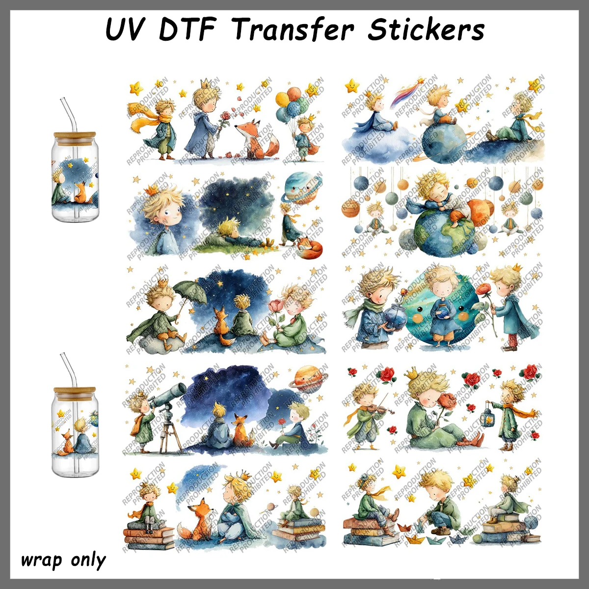 New Designs Prince Themed UVDTF Wrap Decals Popular Cartoon Transfer Stickers Valid Color UV Print Vinyl Decals