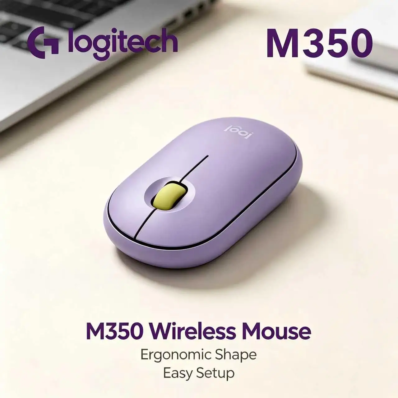 Logitech M350 Dual Mode Wireless Mouse Bluetooth & 2.4GHz Silent Click Portable Pebble Shape For PC iPad