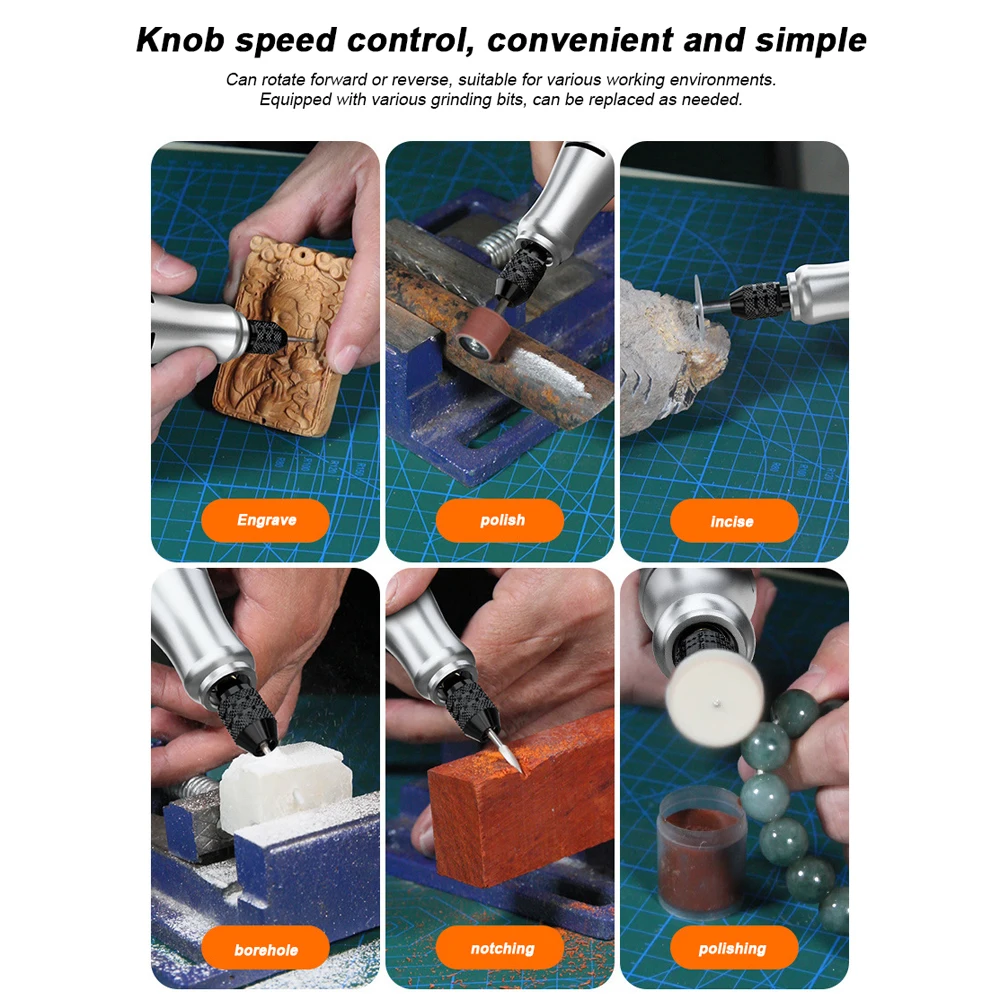 20V 컴팩트 그라인더 3.2mm 척 전기 연마 기계 휴대용 연삭 기계 전기 조각 도구 속도 조절 가능