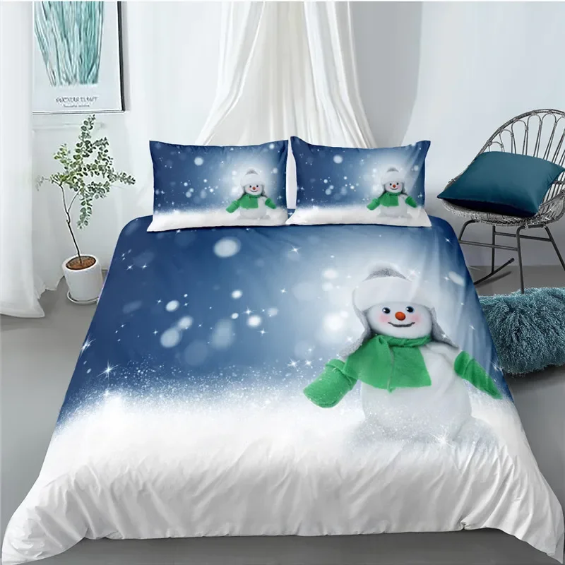 Funda nórdica navideña de todas las tallas 3D, juego de cama de Papá Noel, funda de edredón tamaño doble Queen King, colchas suaves con funda de almohada, juego de Navidad