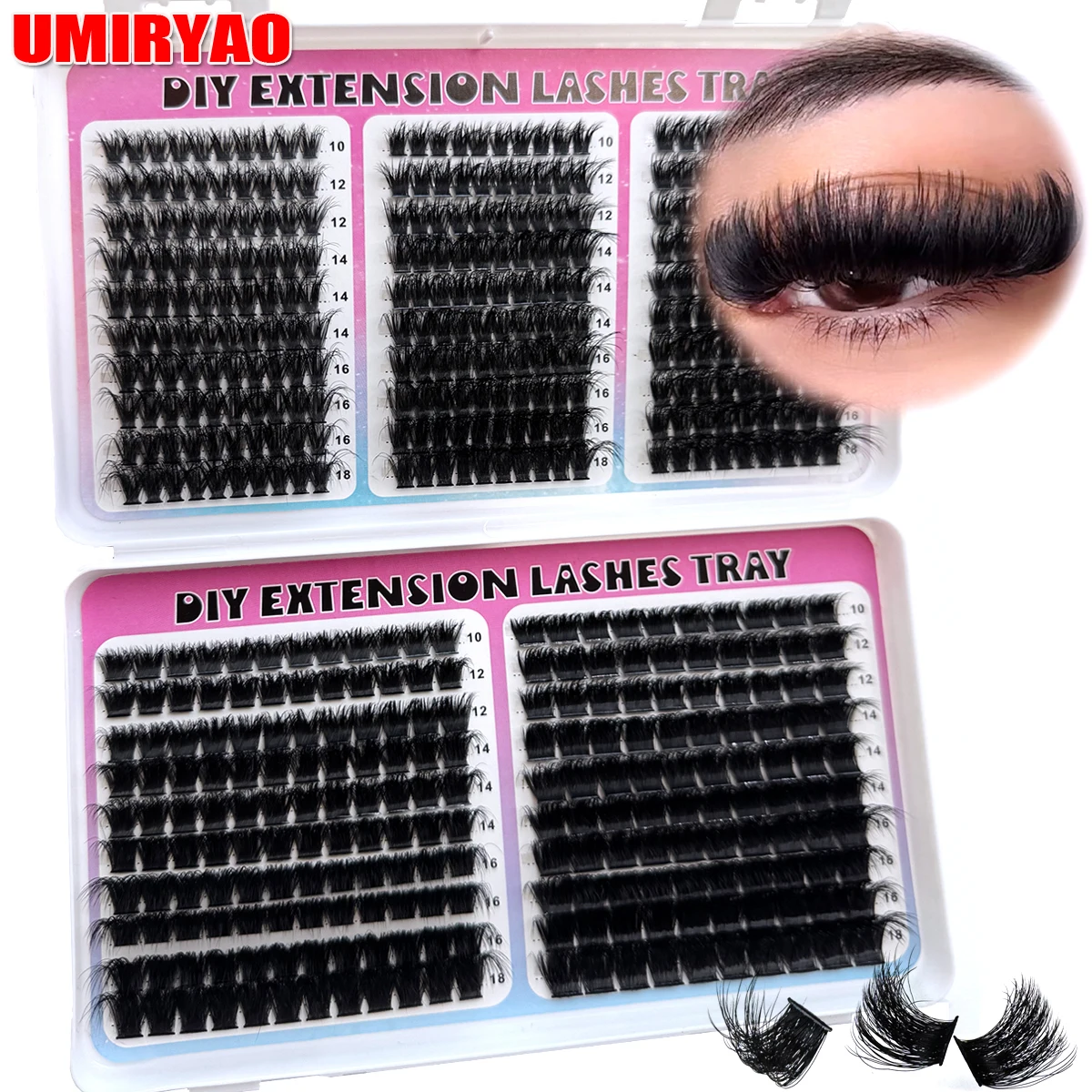 530 Stück Cluster-Wimpern-Set 60D-200D Gemischte Künstliche Nerzwimpern 0,07mm D-Curl 10-18mm Gemischte Natürliche Wimpernverlängerung