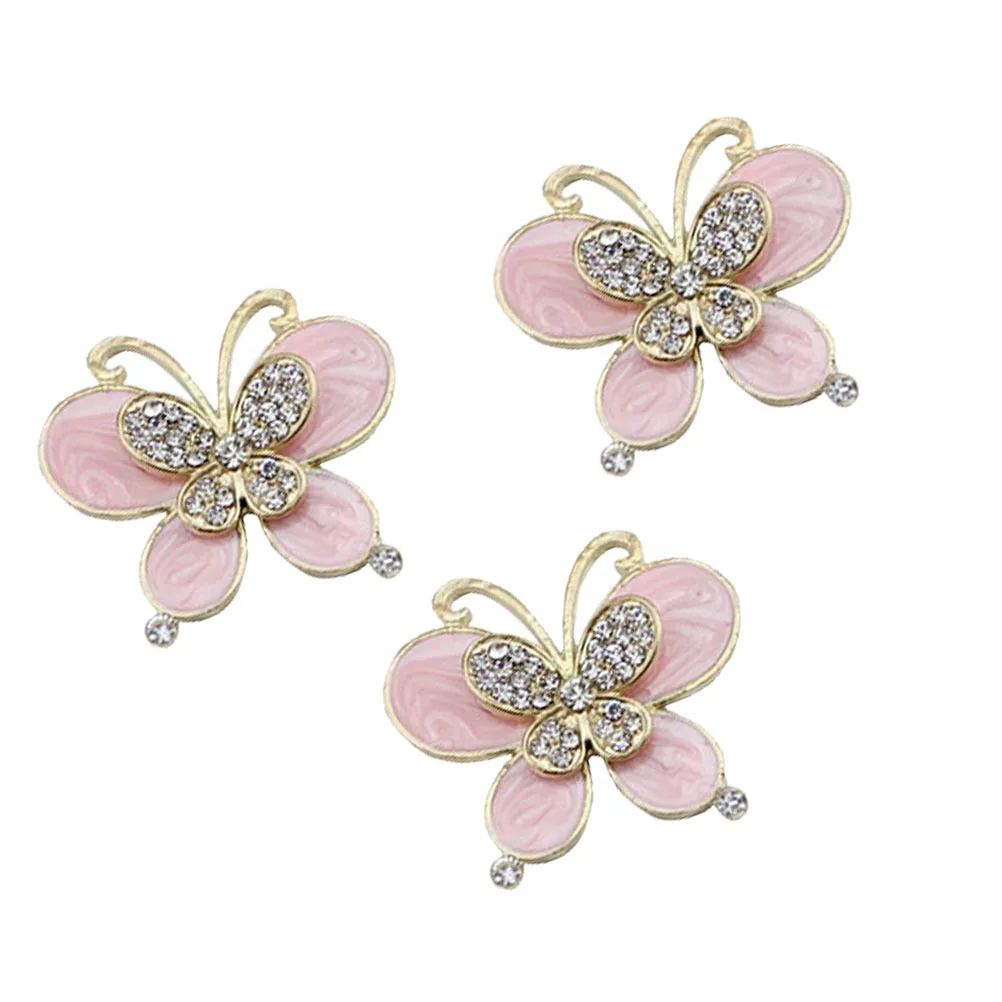 

3pcs Alloy Phone Case Rhinestones Decor Diy Jewelry Accessories Stickers Ornament For Mobile Shoe Bag Home Decoration Pink
